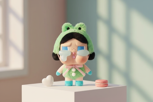 Crybaby Series Face Plush Blind Box Doll in whimsical setting
